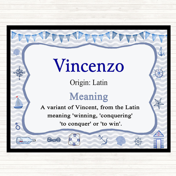 Vincenzo Name Meaning Dinner Table Placemat Nautical