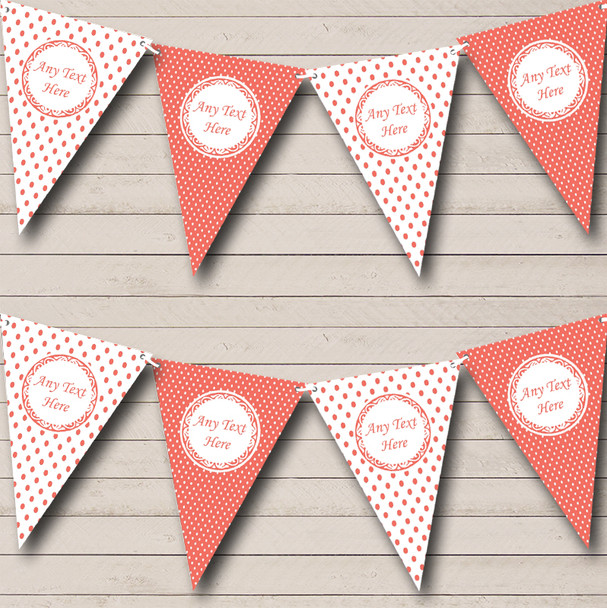 Summer Coral Polkadot White Personalised Wedding Venue or Reception Bunting
