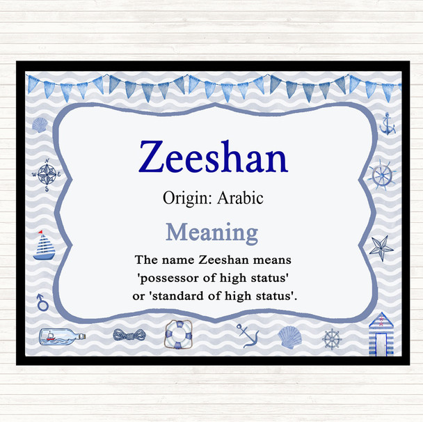 Zeeshan Name Meaning Dinner Table Placemat Nautical