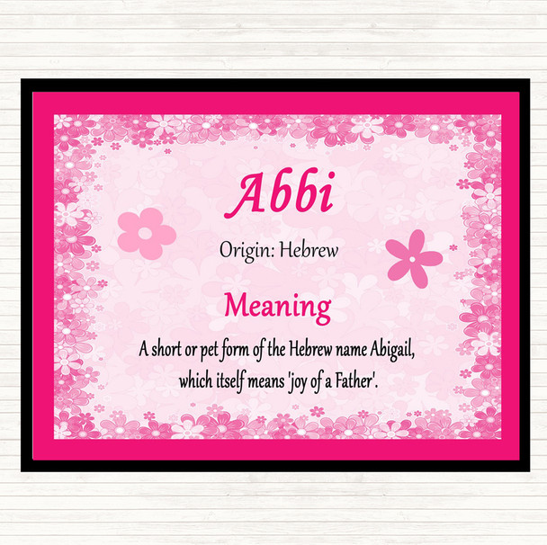 Abbi Name Meaning Dinner Table Placemat Pink