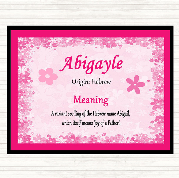 Abigayle Name Meaning Dinner Table Placemat Pink