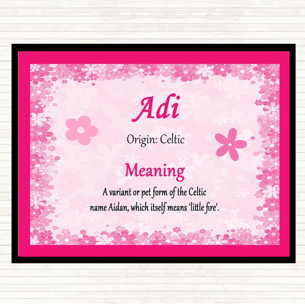 Adi Name Meaning Dinner Table Placemat Pink