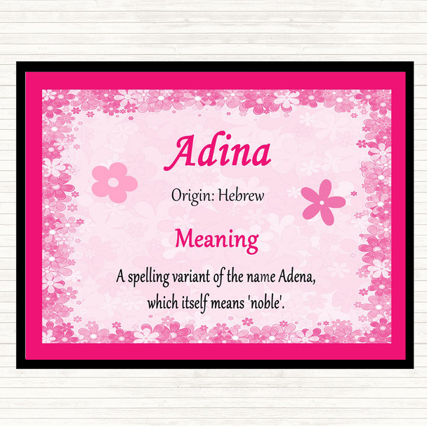 Adina Name Meaning Dinner Table Placemat Pink