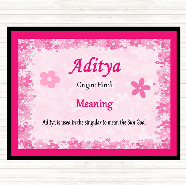 Aditya Name Meaning Dinner Table Placemat Pink