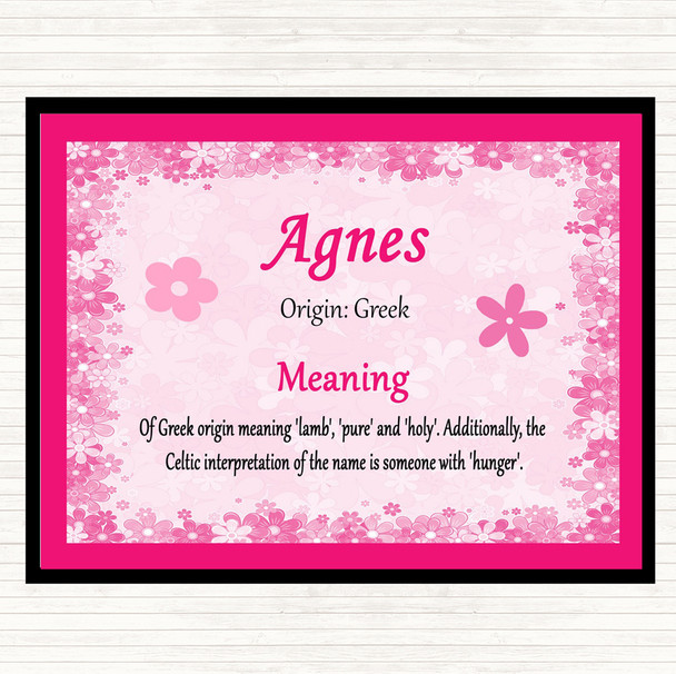 Agnes Name Meaning Dinner Table Placemat Pink