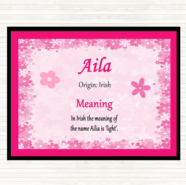 Aila Name Meaning Dinner Table Placemat Pink