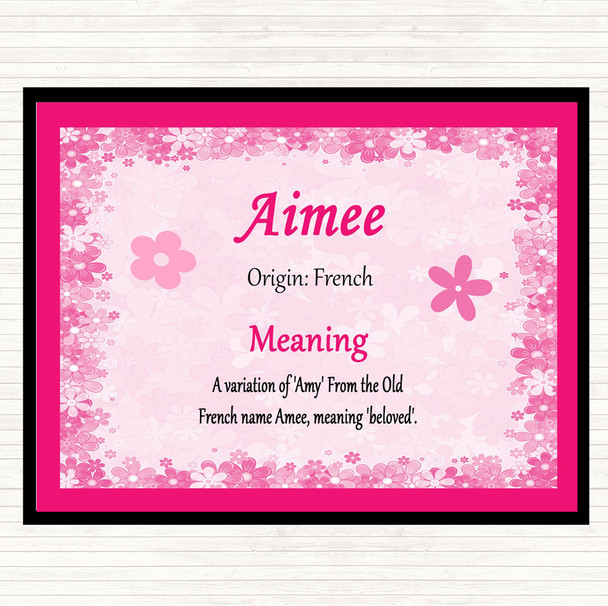 Aimee Name Meaning Dinner Table Placemat Pink