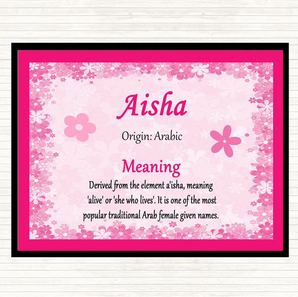 Aisha Name Meaning Dinner Table Placemat Pink
