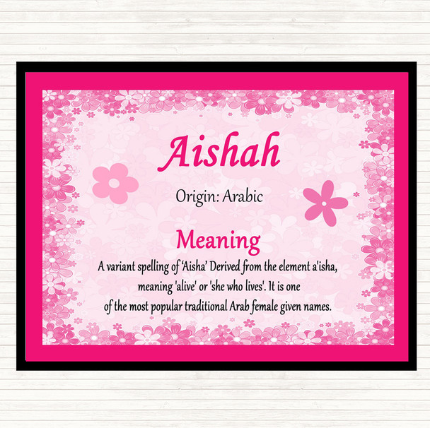 Aishah Name Meaning Dinner Table Placemat Pink