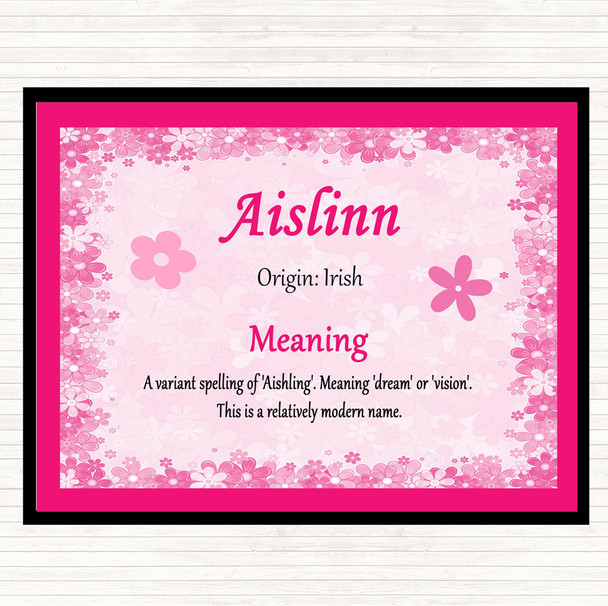 Aislinn Name Meaning Dinner Table Placemat Pink