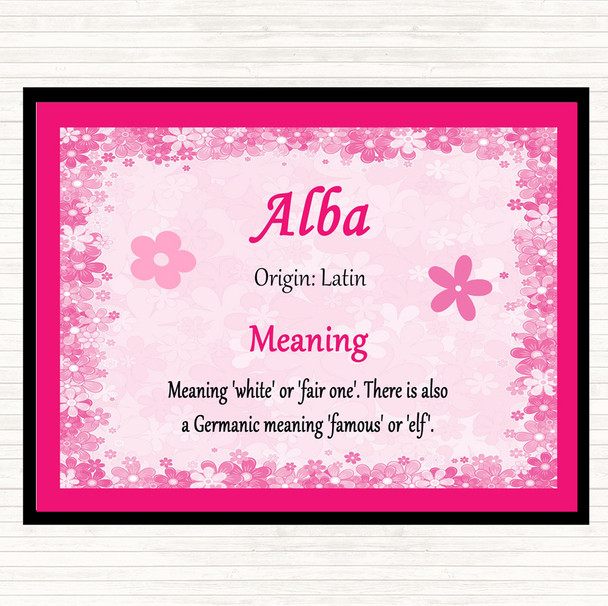 Alba Name Meaning Dinner Table Placemat Pink