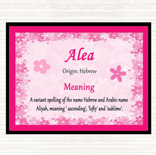 Alea Name Meaning Dinner Table Placemat Pink