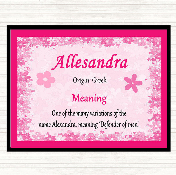 Alessandra Name Meaning Dinner Table Placemat Pink