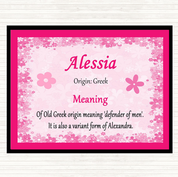 Alessia Name Meaning Dinner Table Placemat Pink