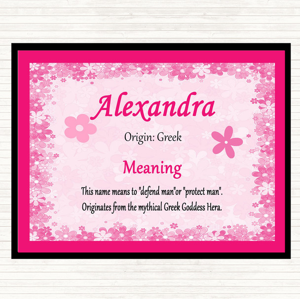 Alexandra Name Meaning Dinner Table Placemat Pink