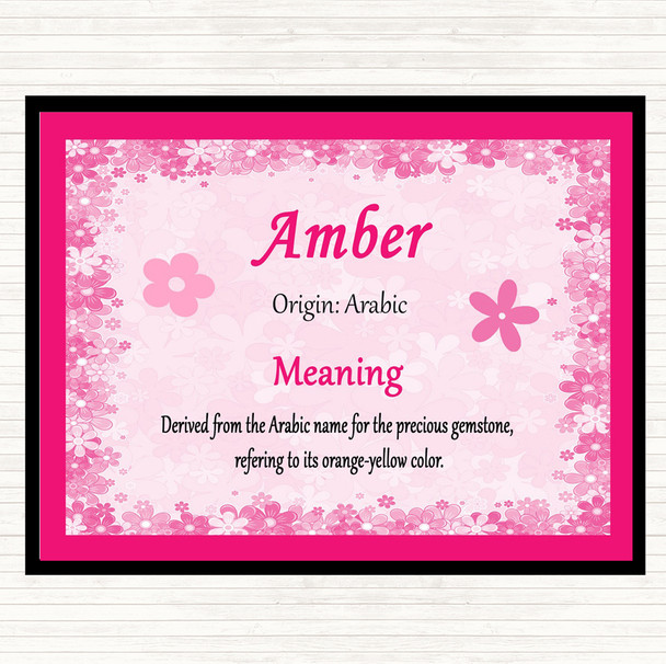 Amber Name Meaning Dinner Table Placemat Pink