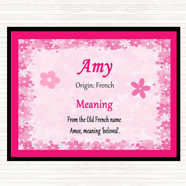 Amy Name Meaning Dinner Table Placemat Pink