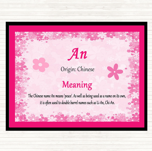 An Name Meaning Dinner Table Placemat Pink