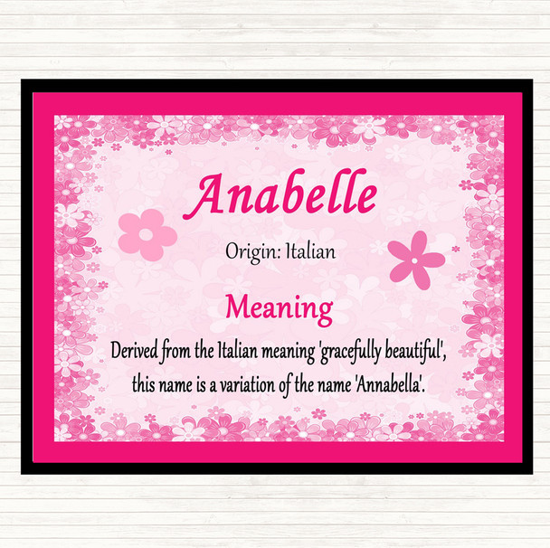 Anabelle Name Meaning Dinner Table Placemat Pink