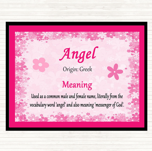 Angel Name Meaning Dinner Table Placemat Pink