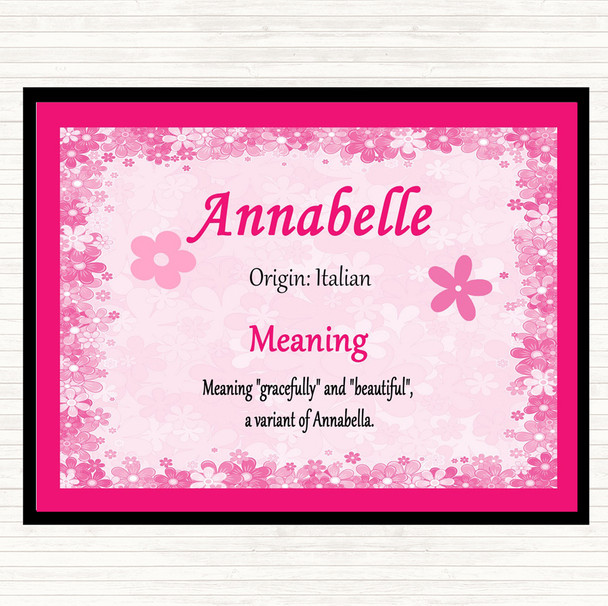 Annabelle Name Meaning Dinner Table Placemat Pink