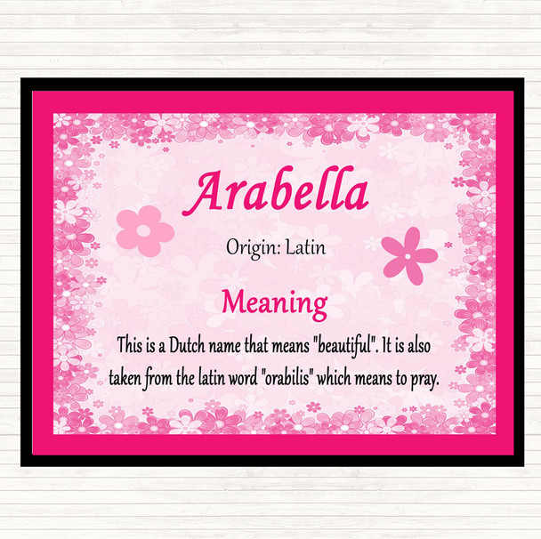 Arabella Name Meaning Dinner Table Placemat Pink