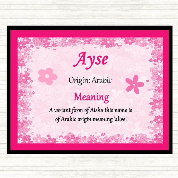Ayse Name Meaning Dinner Table Placemat Pink