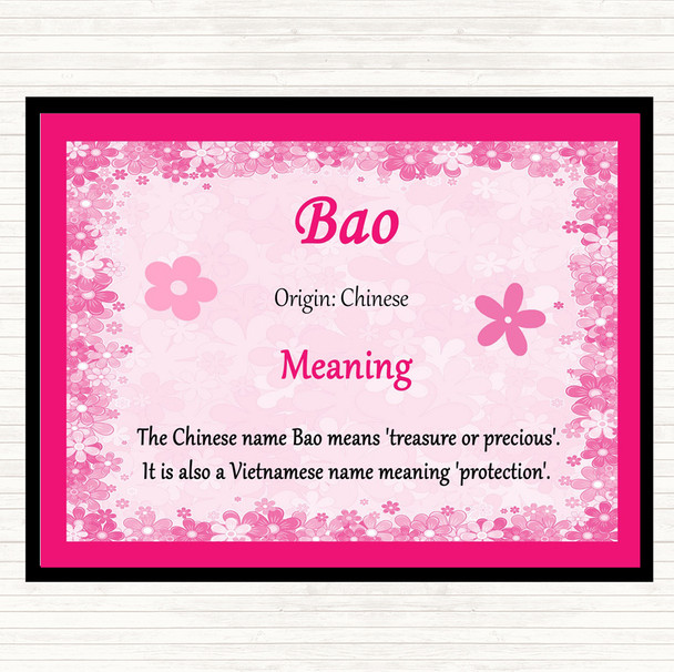 Bao Name Meaning Dinner Table Placemat Pink