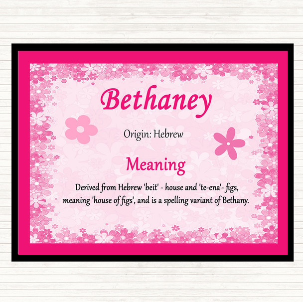 Bethaney Name Meaning Dinner Table Placemat Pink