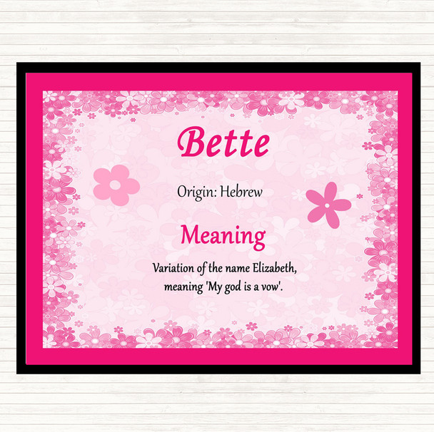 Bette Name Meaning Dinner Table Placemat Pink