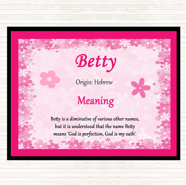 Betty Name Meaning Dinner Table Placemat Pink