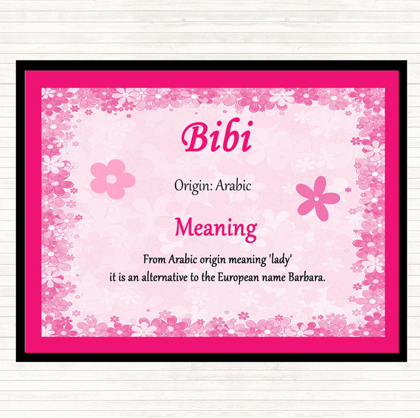 Bibi Name Meaning Dinner Table Placemat Pink
