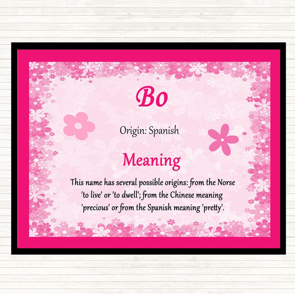 Bo Name Meaning Dinner Table Placemat Pink