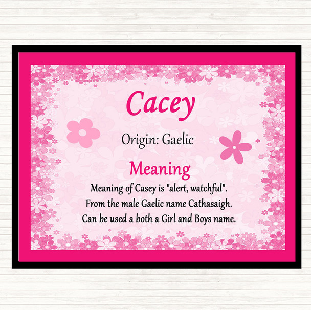 Cacey Name Meaning Dinner Table Placemat Pink