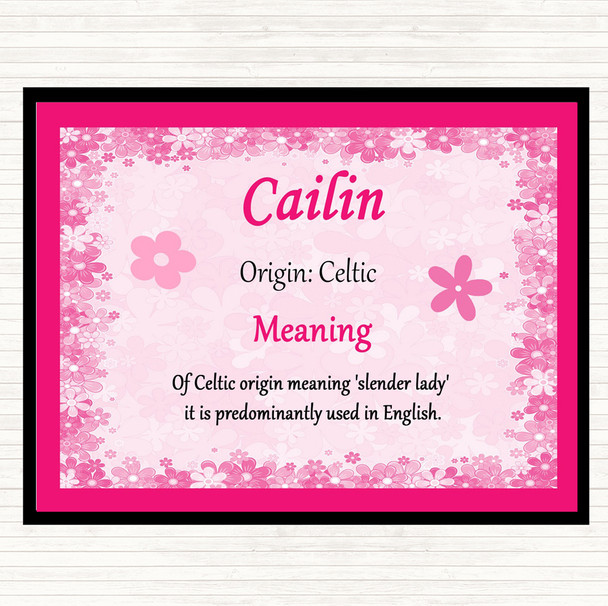 Cailin Name Meaning Dinner Table Placemat Pink