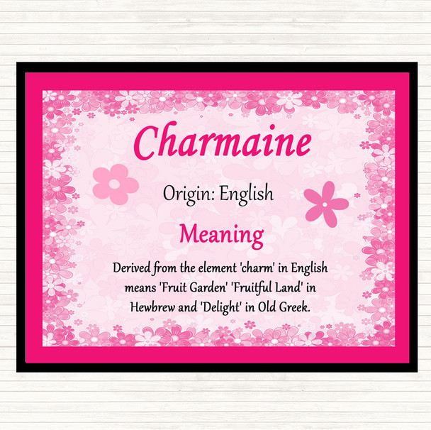 Charmaine Name Meaning Dinner Table Placemat Pink