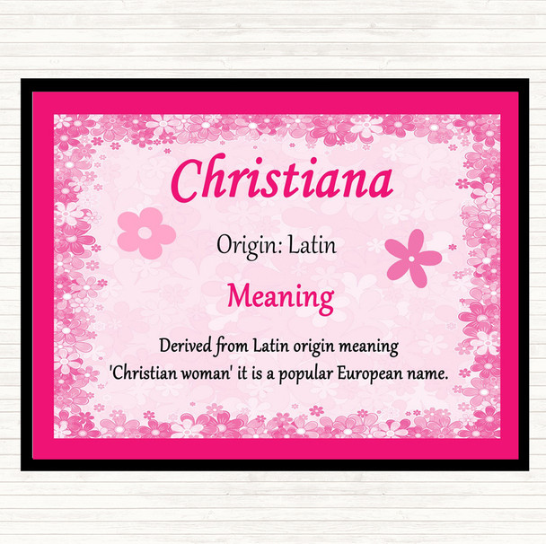 Christiana Name Meaning Dinner Table Placemat Pink