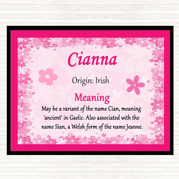 Cianna Name Meaning Dinner Table Placemat Pink