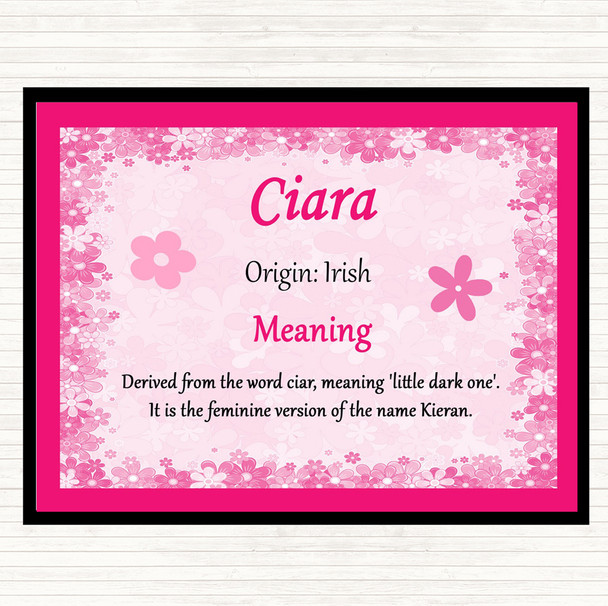 Ciara Name Meaning Dinner Table Placemat Pink