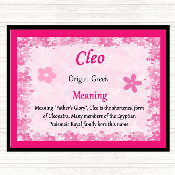 Cleo Name Meaning Dinner Table Placemat Pink