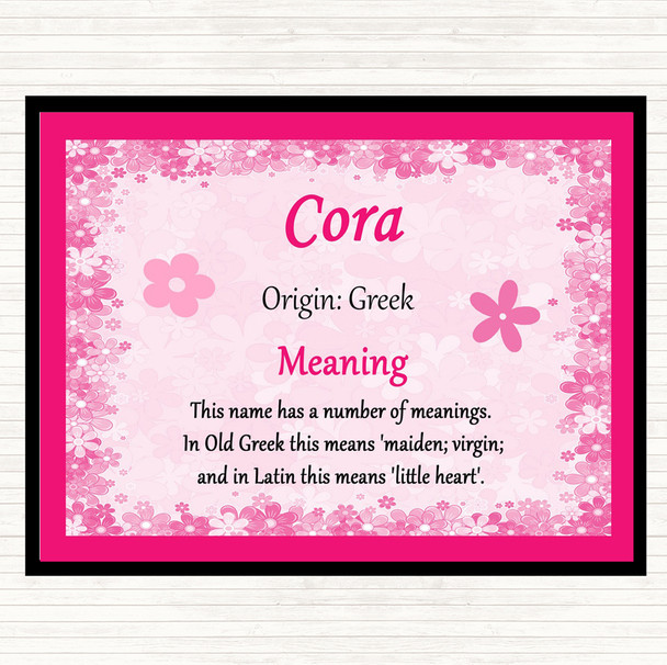 Cora Name Meaning Dinner Table Placemat Pink