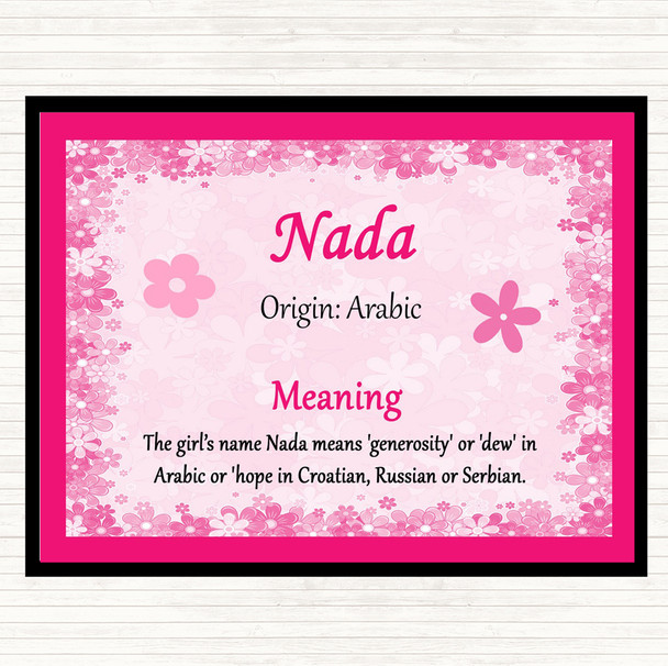 Nada Name Meaning Dinner Table Placemat Pink