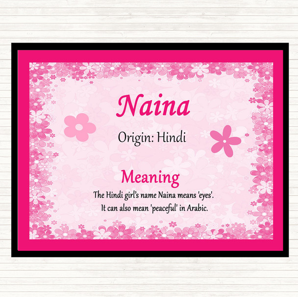 Naina Name Meaning Dinner Table Placemat Pink