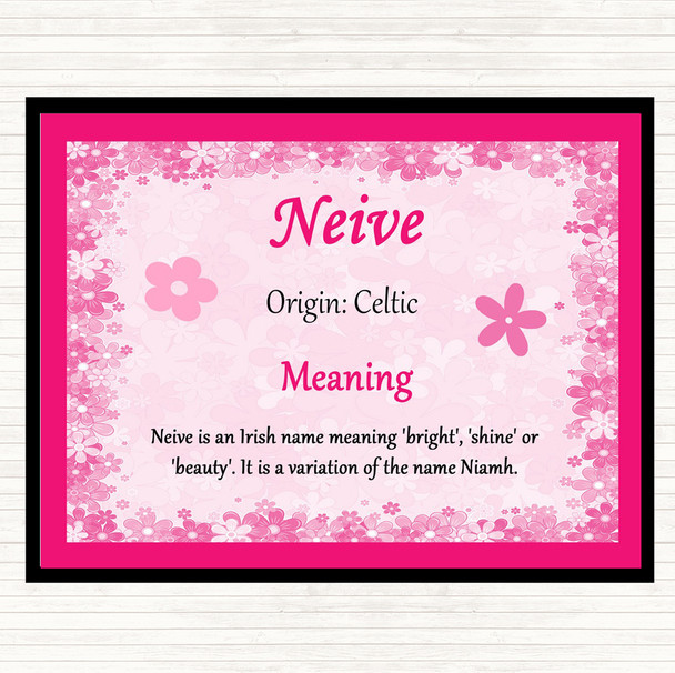 Neive Name Meaning Dinner Table Placemat Pink