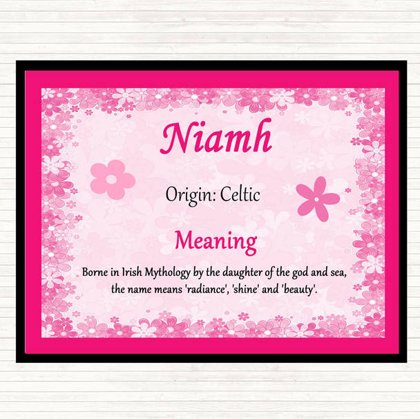 niamh Name Meaning Dinner Table Placemat Pink