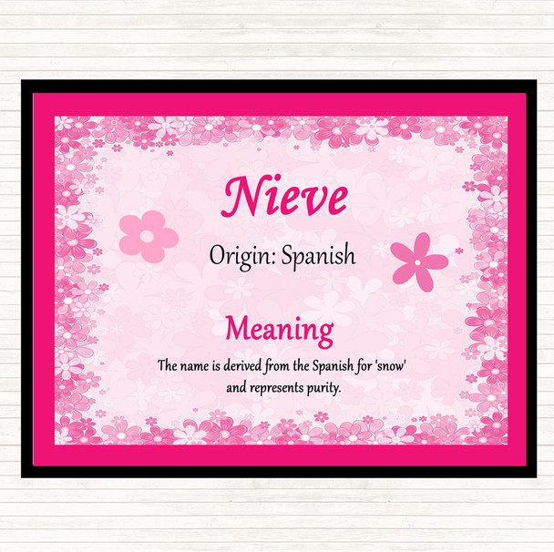 Nieve Name Meaning Dinner Table Placemat Pink