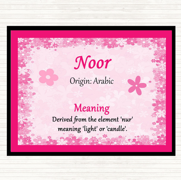 Noor Name Meaning Dinner Table Placemat Pink