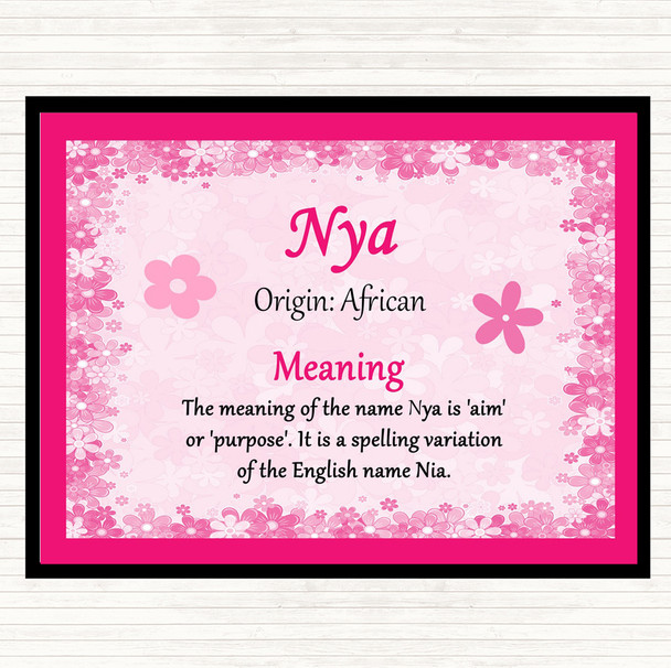 Nya Name Meaning Dinner Table Placemat Pink