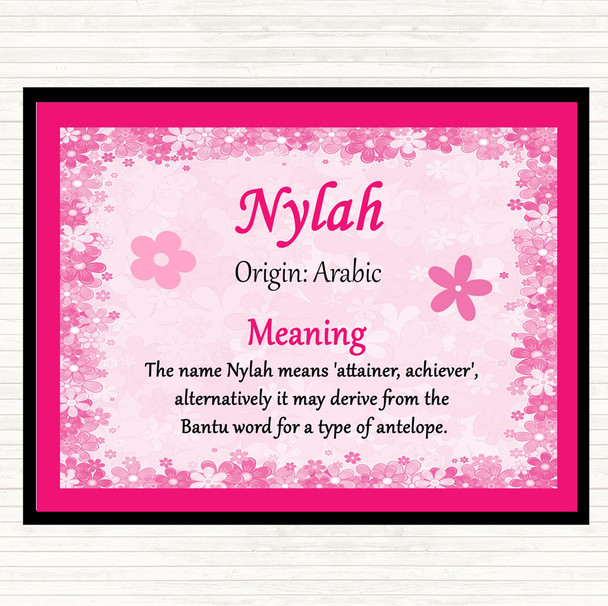 Nylah Name Meaning Dinner Table Placemat Pink