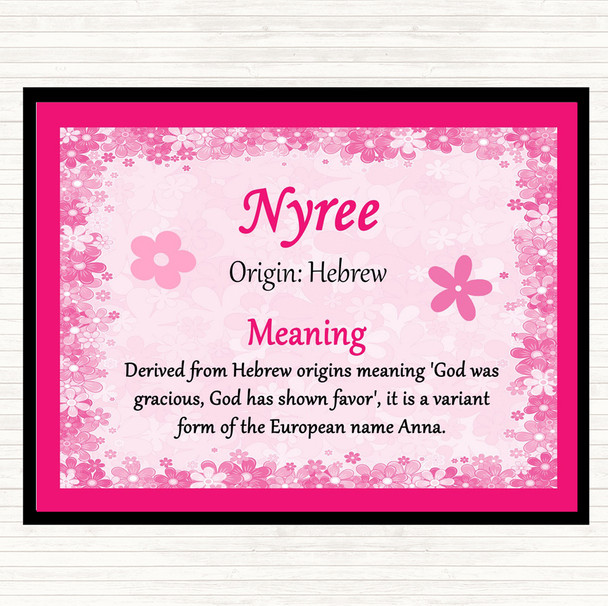Nyree Name Meaning Dinner Table Placemat Pink